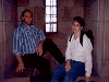 Bran and Sine take a rest in the chapel at Edniburgh Castle (05/01/99). Click here for full size image.
