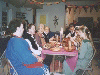 Oshi, Peter, Sarah, Joseph, William, Alys, Signy, and guest at feast. Click here for full size image.