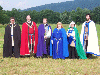 Master Oshi, Master Bran, Master Peter, Mistress Rhiannon, Mistress Susan, and Master Eldred pose for the camera. Click here for full size image.